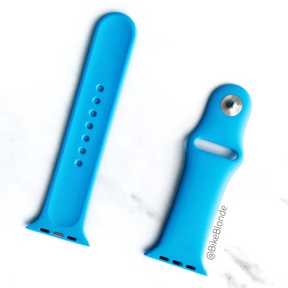 NEW Cyan Blue Silicone Band For Apple Watch - Picture 3 of 6